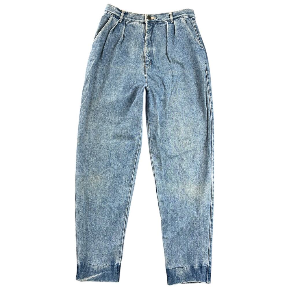 Vintage 80s 90s Bonjour Pleated Denim Jeans Tapered Leg High Rise - 28